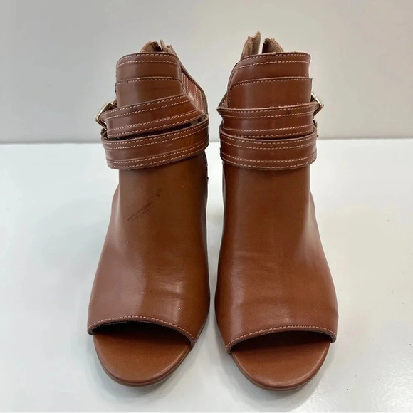 Liz Claiborne‎ Peek Toe Genesis Shoes Open Toe With Buckle Women’s Size 8 Cognac - Picture 2 of 10